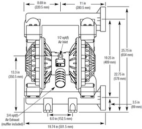 wheelbase of the Plastic pump tfg800